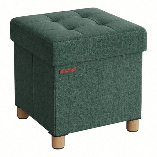Pouf, Coffre De Rangement, Tabouret Avec Repose-Pieds, Pliable, Banc Avec Rangement, 38 X 38 X 40 Cm, Vert Rétro