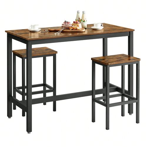Ensemble Table Et Chaises, Table À Manger, Style Industriel, Marron Rustique Et Noir
