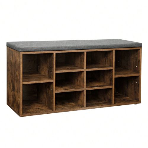 Banc À Chaussures Avec 10 Compartiments, 104 X 30 X 48 Cm, Marron Rustique