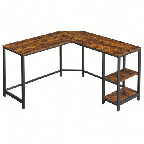 Table Informatique En Forme De L, Table D'étude, Avec Étagère De Rangement, Pour Bureau À Domicile