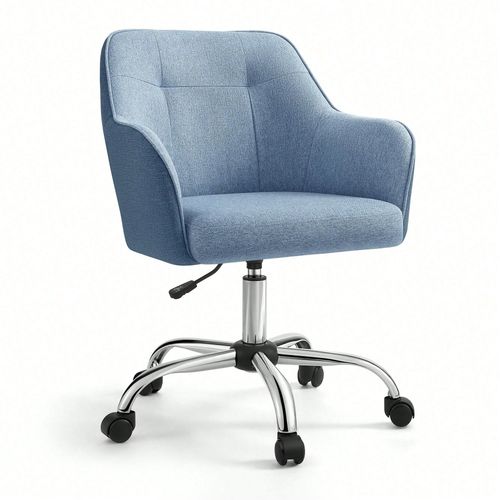 Chaise De Bureau, Fauteuil Ergonomique, Siège Pivotant, Réglable En Hauteur, Capacité De Charge 110 Kg, Bleu