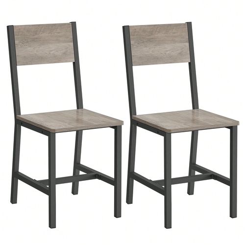 Chaise De Salle À Manger Lot De 2, Cadre En Acier, Style Industriel, Pour Salle À Manger, Salon, Cuisine, Grège Chiné Et Gris Mat