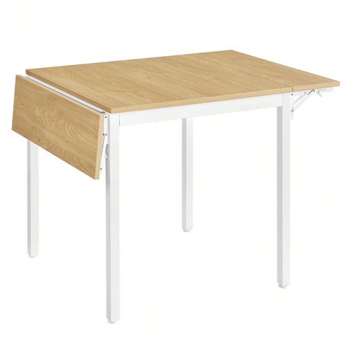Table De Salle À Manger Pliable, Extensible, Pour 2 À 4 Personnes, Rectangulaire, Avec Abattants, Couleur Chêne Naturel Et Blanc Nuage