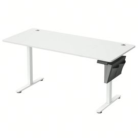 Bureau Électrique Assis-Debout, Bureau Réglable En Hauteur, 70 X 160 X (72-120) Cm, 4 Hauteurs Mémorisables, Pochette De Rangement, Blanc Nuage