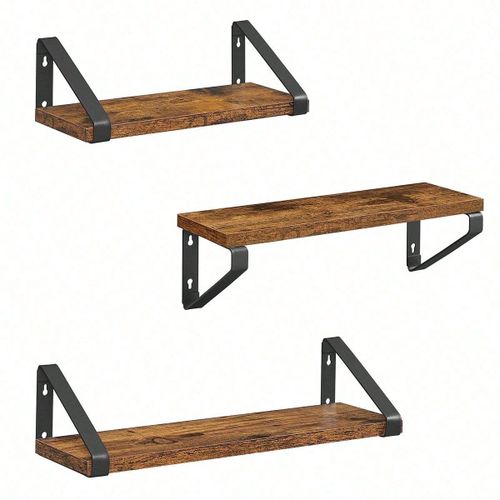 Étagère Murale, Étagère Flottante, Style Industriel, 3 Niveaux, Brun Rustique