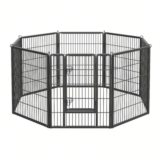 Parc Pour Chien, Clôture, Enclos, 8 Grilles De 77 X 100 Cm, Noir