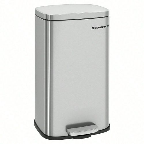 Poubelle de cuisine, 30l, Couvercle à charnière, Fermeture Lente, Anti-odeur et Hygiénique, Argent