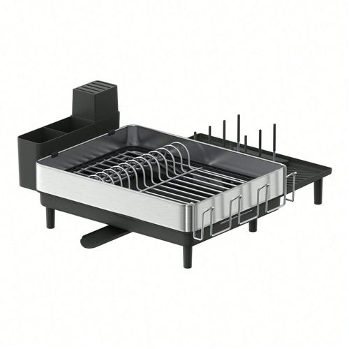 Égouttoir À Vaisselle, Support Extensible Pour Sécher La Vaisselle, Support De Vaisselle De Cuisine En Inox Avec Bec Tournant, Argent Et Noir