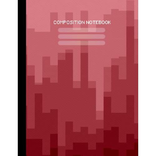 Composition Notebook: Pixel Art - Perfect For Kids - Cardboard Effect Matte Cover. Dimensions: 8.5 X 11, 120 Wide Ruled Pages - Red