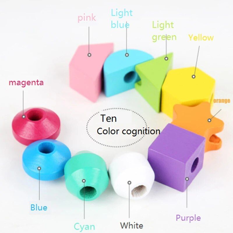 Ensemble De Jouets De Squenage De Perles En Bois, Blocs D'... - 2