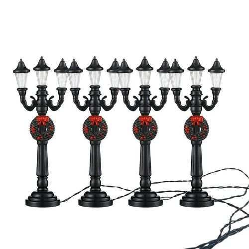 Mini Lampadaire De Noël, Lampe De Train, Lampadaire L'inventaire, Lampadaire Décoratif, Maison De Courses Bricolage, Chemin De Fer De Village, 4 Pièces