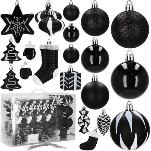 SPRINGOS® Boules de sapin de Noël 77 pcs Décoration d'arbre de Noël Fête Incassables Ornements Cônes Bonbons Cadeaux Étoiles Sapins