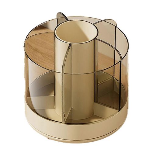 Organisateur De Crayon Rotatif 6 Compartiments 360 Plateau Tournant Détachable Cosmétiques Boîte De Rangement Rond Pinceau De Maquillage Rotatif, D