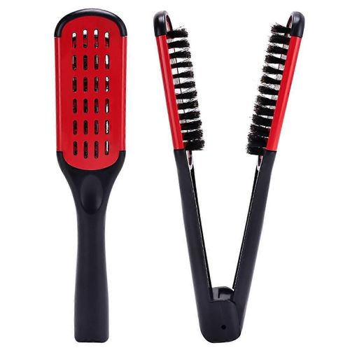 Bries De Sanglier Double Face Brosse Peigne Pince Anti-Statique Outil De Fer À Lisser Peigne Attelle De Cheveux Peigne, Bleu