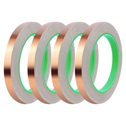 4pcs Ruban De Feuille De Cuivre, (1/2 Pouce X 66 Pieds) Ruban De Cuivre Avec Conducteur Double Face Pour Guitare Et Blindage Emi, Artisanat