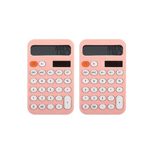 2 Pcs Calculatrice De Bureau Calculatrice De Base 12 Chiffres Poche Calculatrices Bureau avec Écran LCD pour Bureau et École Rose