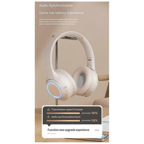 Casque LED Casques sans fil Bluetooth Écouteurs de basse HIFI Sports Gaming Musique Écouteurs Prise en charge de la carte TF Portable-C