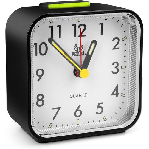 Analogique Silencieux sans Tic-Tac,Petite Réveil De Voyage Silencieux sans Tic-Tac, Réveil Lumineux Idéal pour Famille/Bureau(Noir)