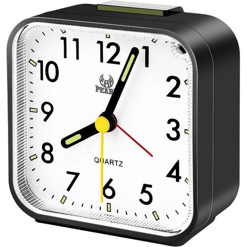Réveil Analogique Silencieux Petite Réveil De Voyage Sans Tic-Tac Silencieux avec Veilleuse Fonction Snooze Grand écran(Noir)