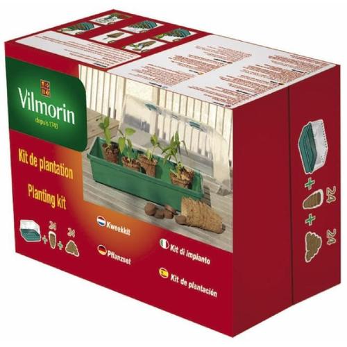 Vilmorin Kit Serre Rigide + 24 Godets Fibre De Coco 6cm + 24 Pastilles De Fibre De Coco Compressée - L38 X H24 X L18 Cm