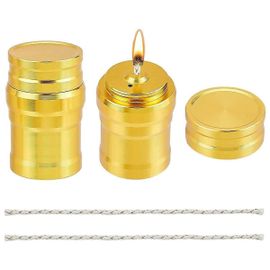 2pcs Mini Brûleur D'alcool En Métal Portable Lampe À Alcool Réchaud À Alcool En Métal Avec Cordon En Coton Pour Le Camping En Plein Air Domestique