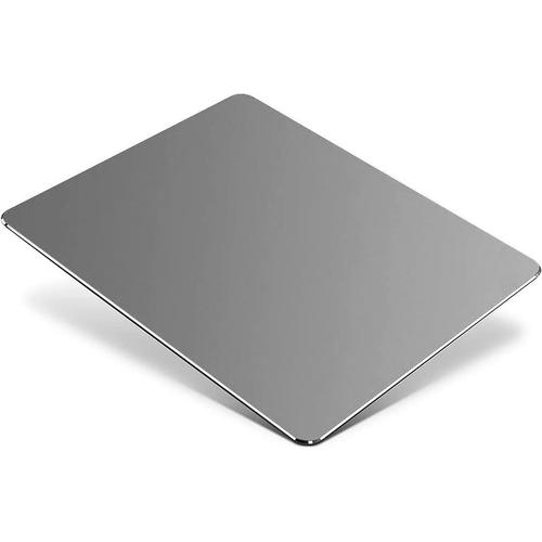 Tapis de souris en métal et aluminium, tapis de souris rigide et fin pour bureau et jeu, double face, étanche, contrôle rapide et précis, pour ordinateur portable, ordinateur et PC, 9,05" x 7,08", gris