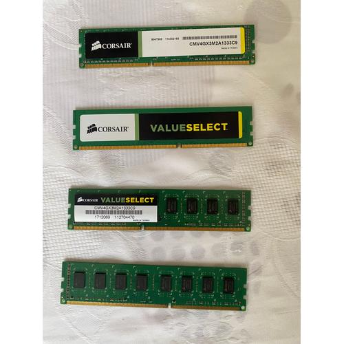 4 barrettes mémoire corsair 2go 1333 MHz DDR3 pour pc de bureau