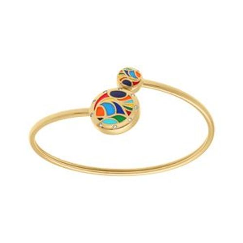 Bracelet Acier Doré Jaune Stella Mia Jonc Flexible Résine Multicouleur