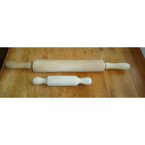 2 Rouleaux À Patisserie En Bois  - Adulte Et Enfant - 44,5cm Et 20cm Environ