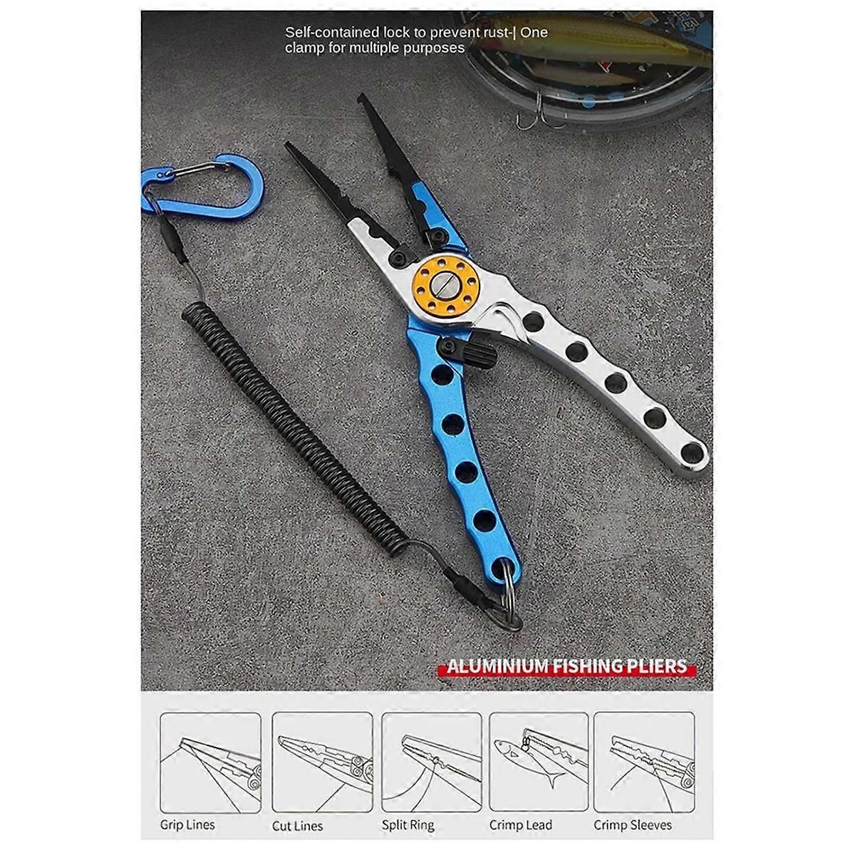 Pince à fil de pêche, Pince multifonction Luya Pince de pêche portable avec serrure Accessoires de pêche en plein air Bleu