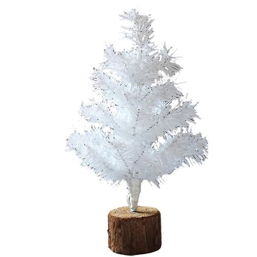 Mini sapin de Noël pour table, petit sapin de Noël blanc avec base en bois pour décor de Noël à la maison de bureau 30CM