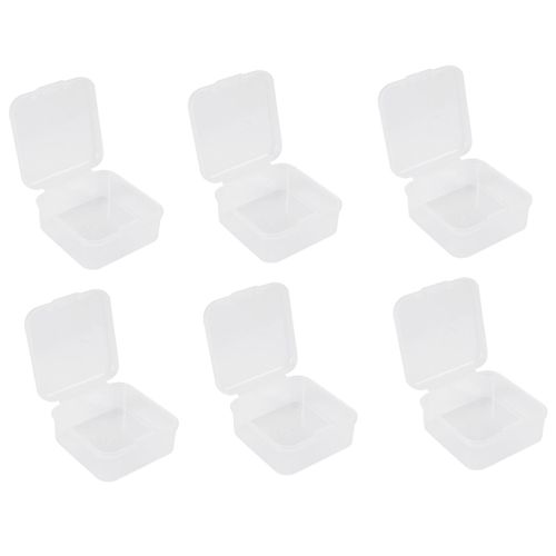 6 pièces Mini boîte de rangement transparente en plastique pour la collecte de petits objets, perles, bijoux, cartes de visite