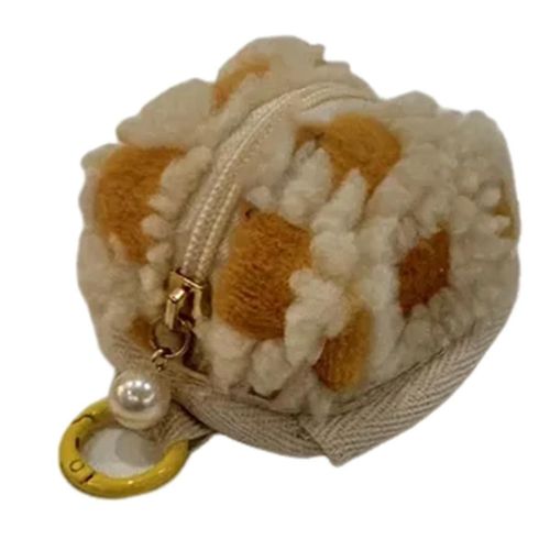 Sac d'écouteurs Vintage Damier Belle Mini Peluche Sans Fil Casque Sac De Rangement Jaune