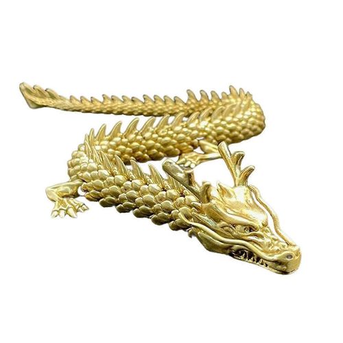 Dragon d'or avec des articulations mobiles, Dragon du zodiaque chinois Figurines à collectionner Table Decor ornement, Statue de Dragon 3D