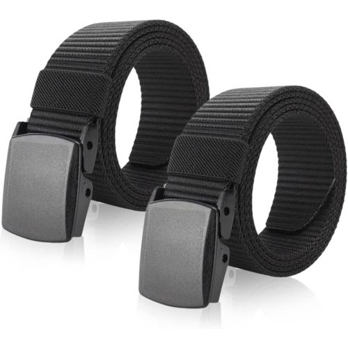 2 Pièces Ceinture En Nylon Homme,Ceinture De Travail 130cm Ajustable Ceinture Élastique Pour Homme,Sans Métal Ceinture En Toile Extensible,Rapide À Travers La Sécurité De L'aéroport