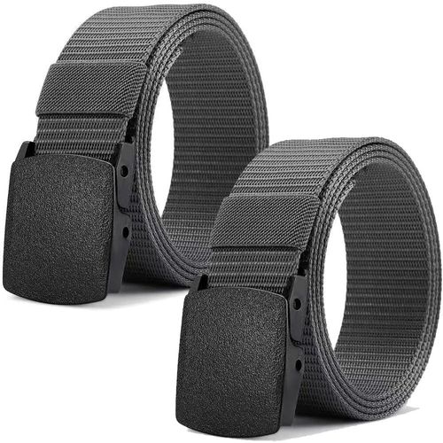 2 Pièces Ceinture Homme,Ceinture Homme Travail,Ceintures Réglable Pour Nylon Hommes,Passe Rapidement Par La Sécurité De L'aéroport,Convient Pour Et Les Voyages,120cm,Noir