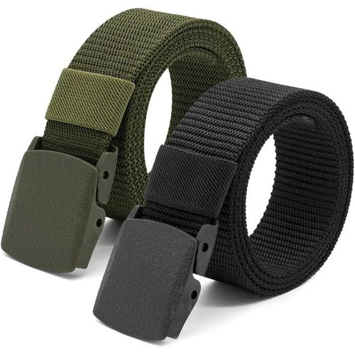 2 Pieces Men's Fabric Canvas Belt Adjustable Continuous No Hole Work Belts No Hole Men's Denim Golf Travel Belt For Men Suit
