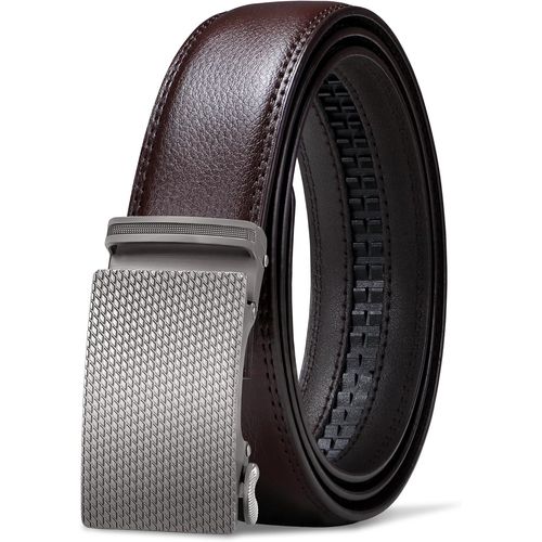 Ceinture Homme En Cuir,Ceintures Largeur 35mm Boucle À Cliquet Automatique Avec Boîte Cadeau,Taille Ajustable Brun 38-44 Inch