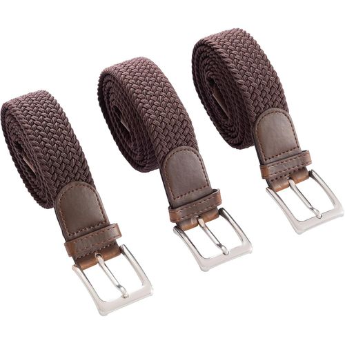 Matec Lot de 3 ceintures élastiques marron d'une longueur totale de 120 cm et d'une largeur de 3,5 cm sont élastiques tressées et extensibles,marron,120 cm