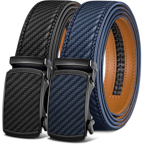 Ceinture Homme 2 Pièces,Ceinture Automatique Cuir Hommes Largeur 35mm,Cadeau Box Taille Ajustable