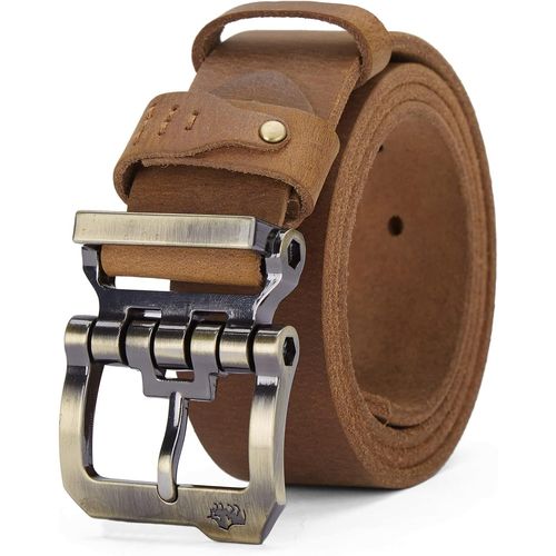 Ceinture Pour Homme-Ceinture En Cuir Avec Épingle Anti-Rayures,Idéale Pour Les Jeans,Cowboy Et Vêtements De Travail,Ceintures Décontractées À Boucle En Alliage,W71792-2zm-Marron,