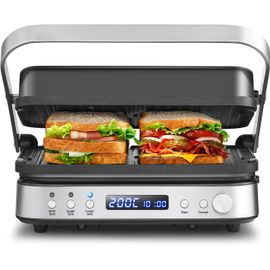 Appareil 4 En 1 (Grill, Plancha, Grill Panini, Gaufrier) - 2000W Machine A Panini Température Et Temps Rréglables - 4 Plaques À Amovible Antiadhésif[PLA6120659]
