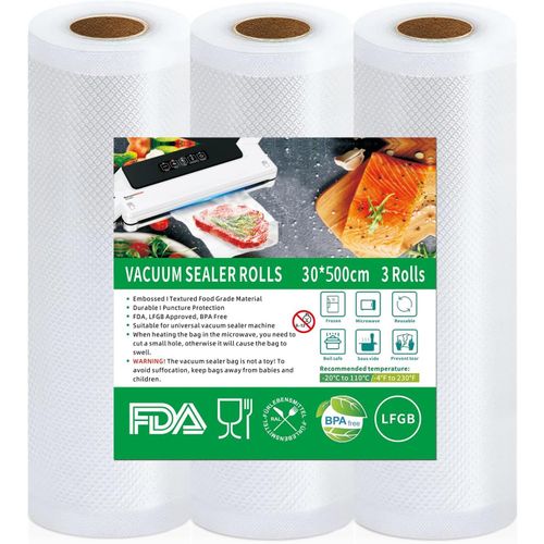 Rouleau Sous Vide Alimentaire, 3 Rouleaux 30 X 500Cm Film Sous Vide Alimentaire, Sans Bpa, Approuvé Lfgb, Sac Sous Vide Alimentaire, Sac Congelation Sous Vide Convient À Tous Machi[PLA6121220]