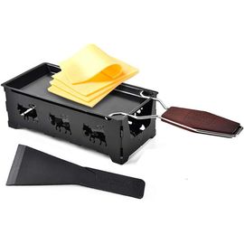 Raclette Fromage Mini Fondue Fromage Portable Raclette Appareil 2 Personnes Chandelles Raclette Métal Moule À Fromage Antiadhésif (Noir)[PLA6121626]