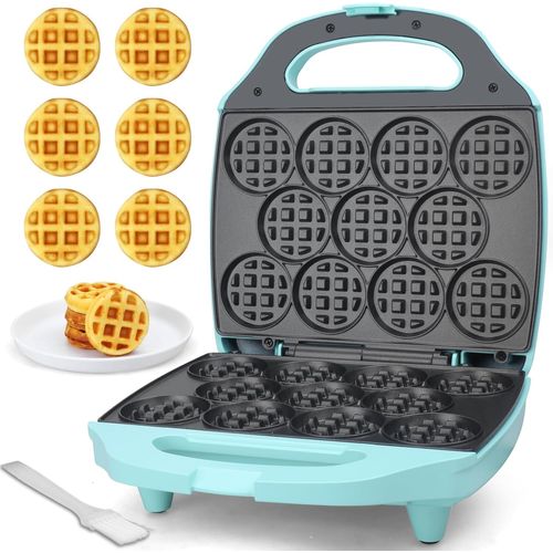Gaufrier Machine, 11 X 5.5 Cm Mini Gaufrier, Rond Miniature Gauffrier Multifonctions Enfants Et Adultes, Petit Gaufrier Belge, Waffle Maker, Electroménager Cuisine, Aqua[Pla6120338]