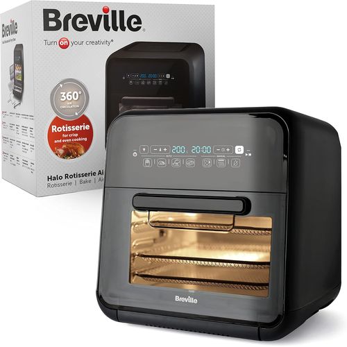 Halo Rotisserie Friteuse À Air | Four Friteuse À Air Numérique Extra Large | 10 L | Pour Frire, Cuire Et Déshydrater | 2 000 W | Faible Consommation | Noir Et Gris [Vdf127x][Pla6121446]