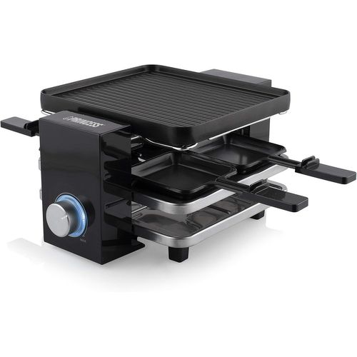 Appareil À Raclette Piano 4 Noir 4 Personnes 700 W Espace De Rangement Pour Poêlons Plaque De Cuissons Réversible Grill/Plancha[PLA6120185]