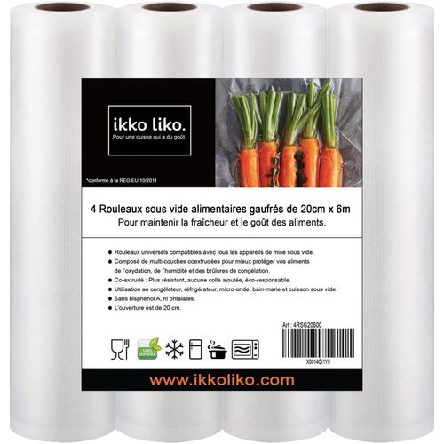 Rouleaux Sous Vide Alimentaire Gaufré De 20 Cm X 6 M (X4) Qualité Professionnelle De Film Alimentaire Sous Vide I Sac De Conservation Congélation Cuisson Sous Vide Mise Sous Vide D[PLA6120527]