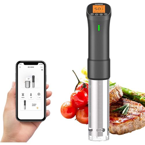 Isv-200W Cuiseur Sous Vide Wifi,Cuiseur Oeuf Thermoplongeur Sous Vide Cooker 1000W,Calculateur D'Immersion Cuisinière Thermostat Réglable,Contrôle Précis Pour Viande,Oeuf,Légumes[PLA6120360]
