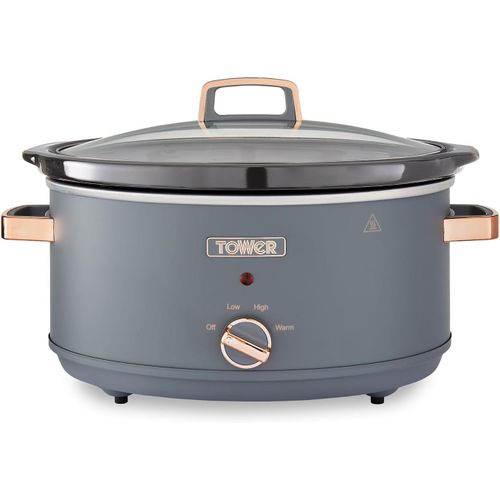 T16043Gry Cavaletto Mijoteuse Électrique 6,5 L - Mijoteuse Poêle Électrique Avec 3 Réglages De Chaleur, Poignées Toucher Froid, Gris Et Or Rose[PLA6121300]